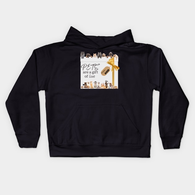 Pets are a gift Kids Hoodie by Orange Otter Designs